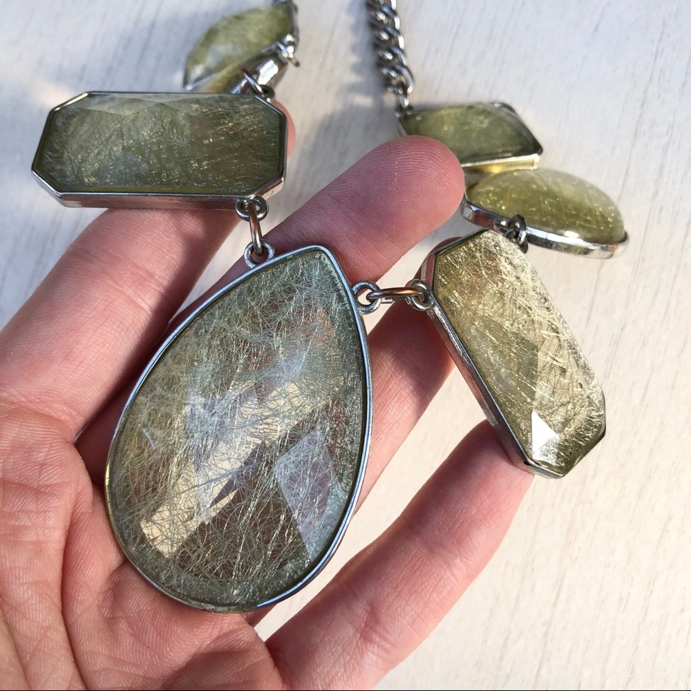 Large Neutral Gem Statement Necklace - image 7